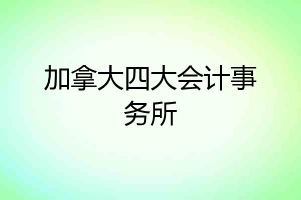 加拿大四大会计事务所