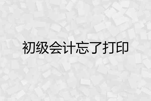 初级会计忘了打印