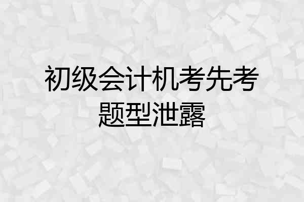 初级会计机考先考题型泄露