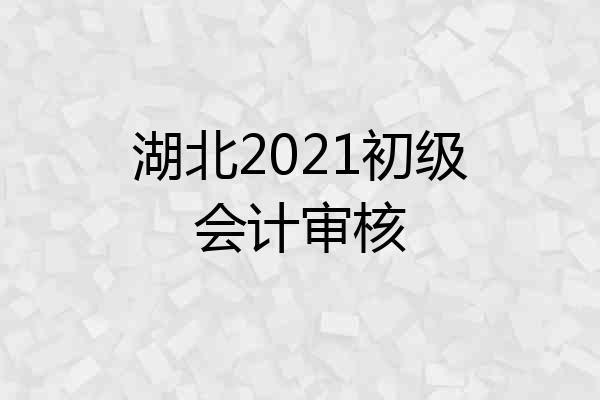 湖北2021初级会计审核