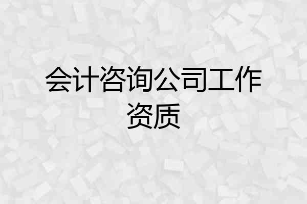 会计咨询公司工作资质