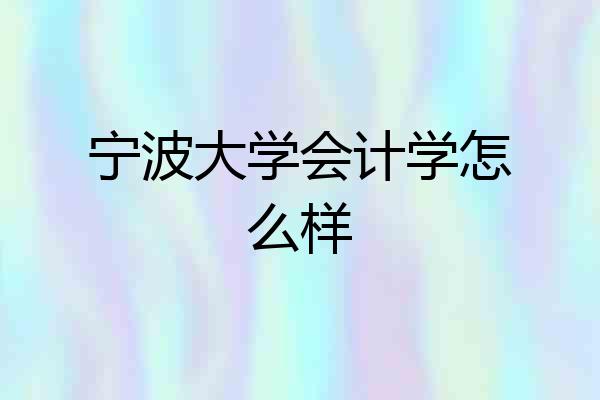 宁波大学会计学怎么样