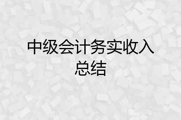 中级会计务实收入总结