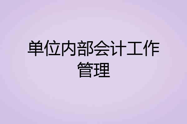 单位内部会计工作管理