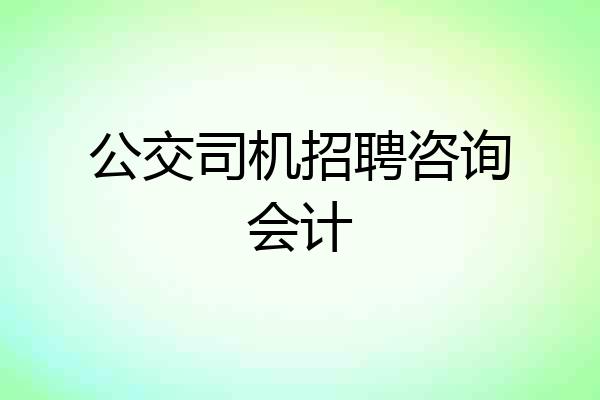 公交司机招聘咨询会计