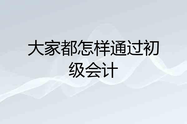 大家都怎样通过初级会计