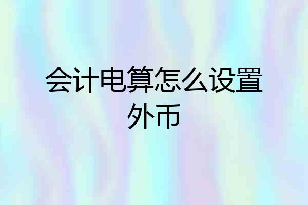 会计电算怎么设置外币