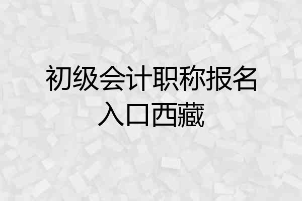 初级会计职称报名入口西藏