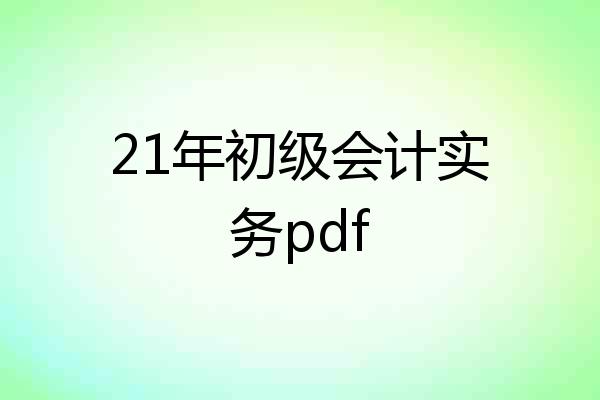 21年初级会计实务pdf