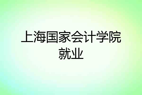 上海国家会计学院就业