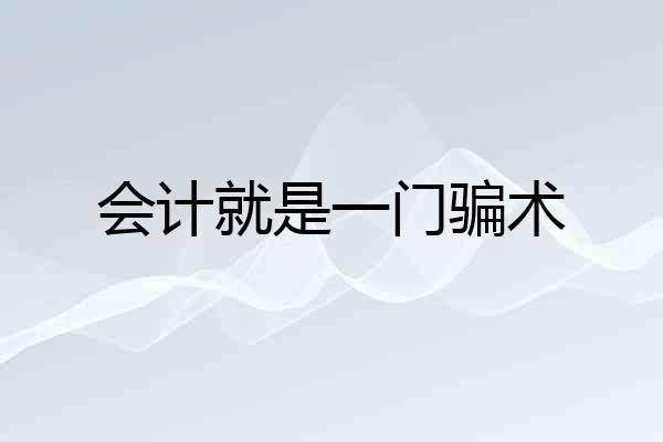 会计就是一门骗术