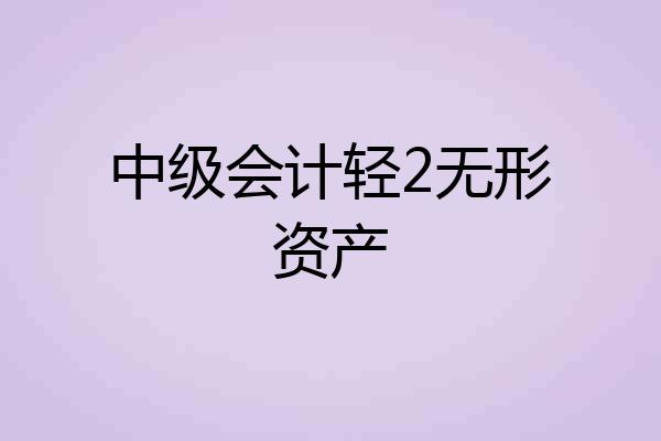 中级会计轻2无形资产