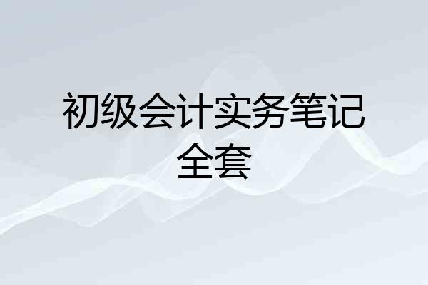 初级会计实务笔记全套