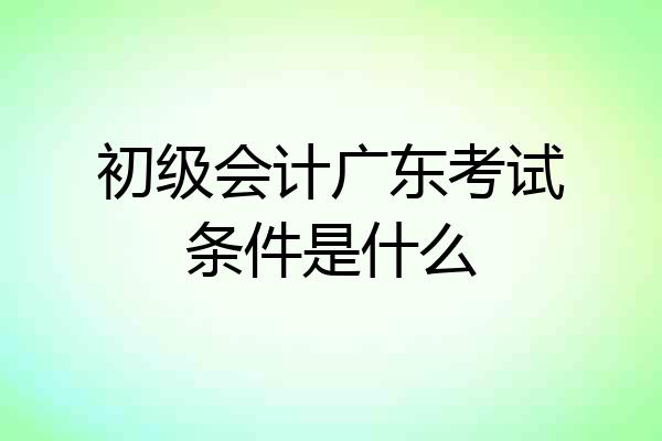 初级会计广东考试条件是什么