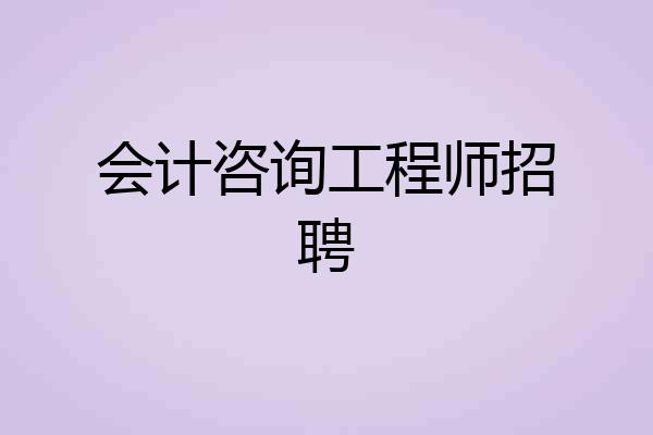 会计咨询工程师招聘