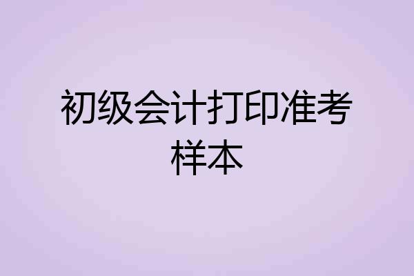初级会计打印准考样本