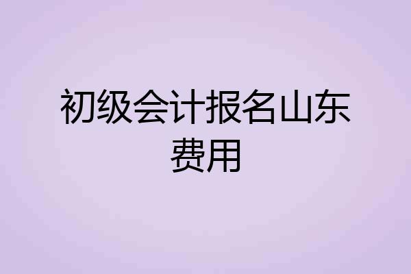 初级会计报名山东费用