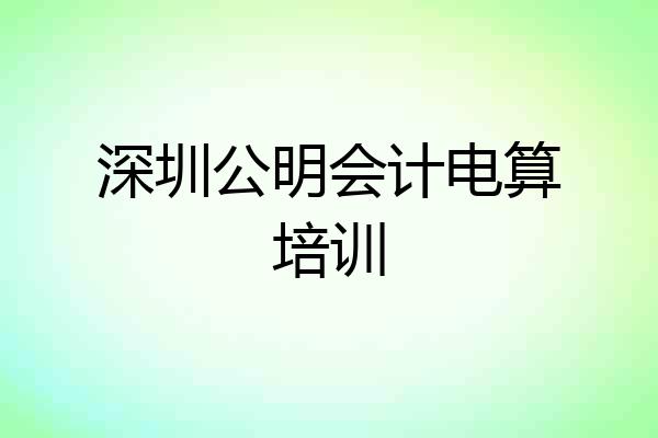 深圳公明会计电算培训