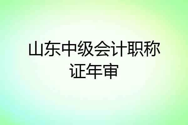 山东中级会计职称证年审