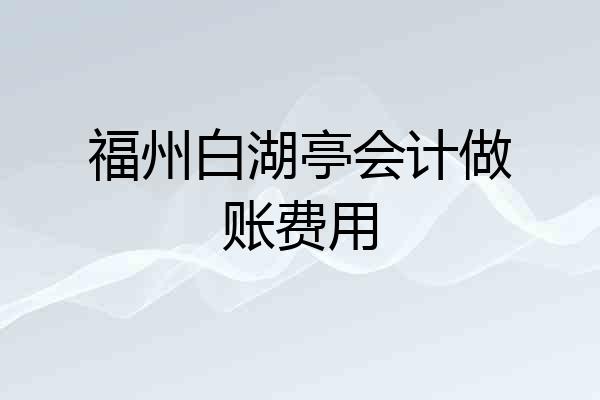 福州白湖亭会计做账费用
