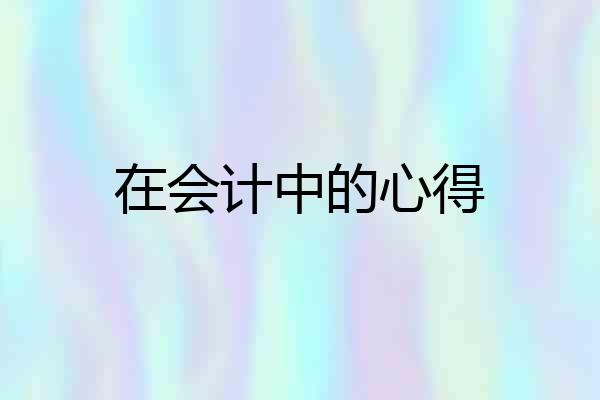 在会计中的心得