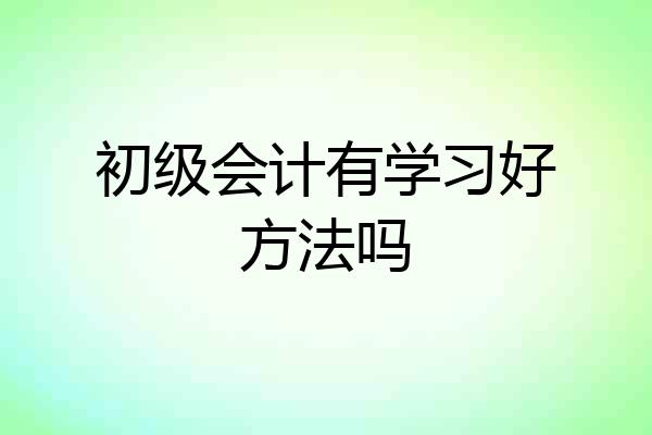 初级会计有学习好方法吗