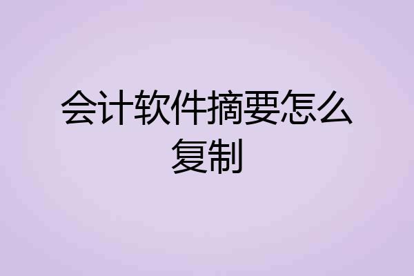 会计软件摘要怎么复制