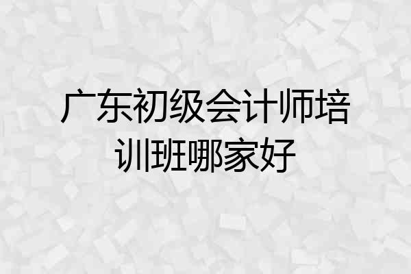 广东初级会计师培训班哪家好