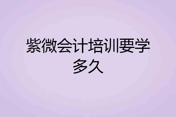 紫微会计培训要学多久