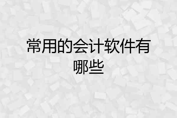 常用的会计软件有哪些