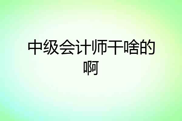 中级会计师干啥的啊