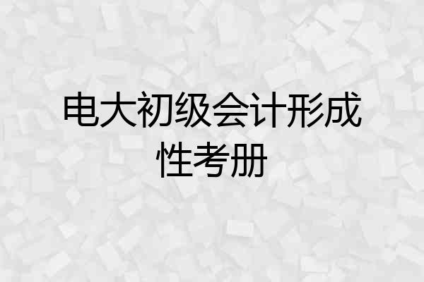 电大初级会计形成性考册
