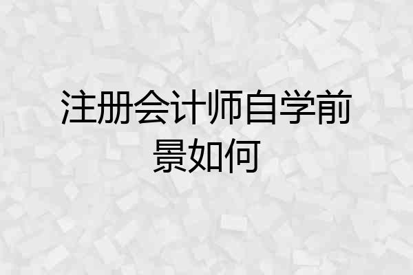 注册会计师自学前景如何