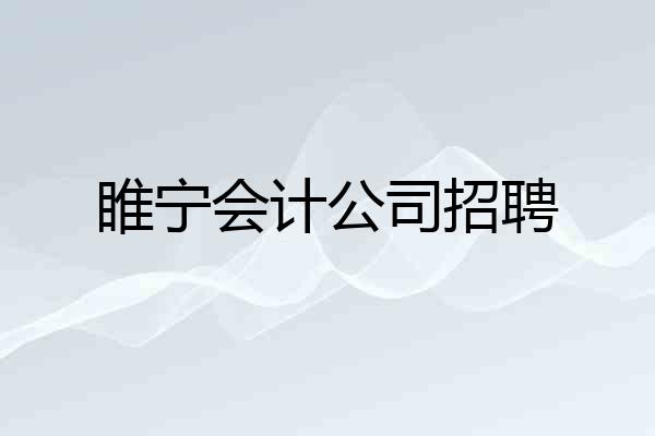 睢宁会计公司招聘
