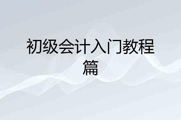 初级会计入门教程篇