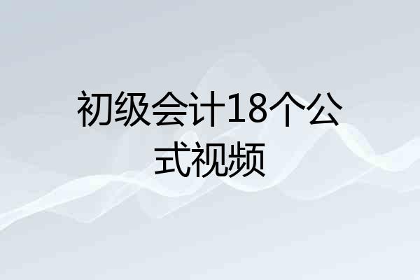 初级会计18个公式视频