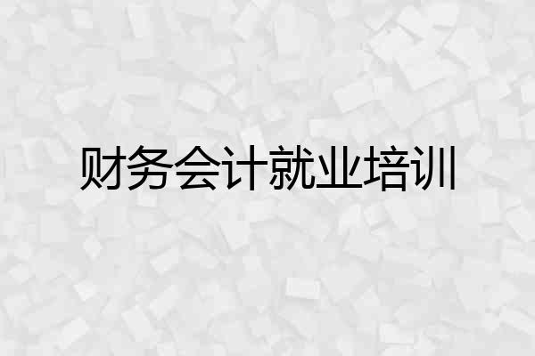 财务会计就业培训
