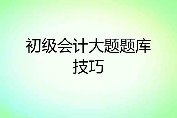 初级会计大题题库技巧