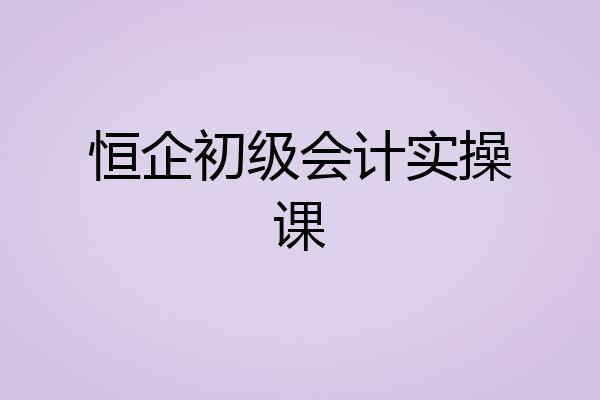 恒企初级会计实操课