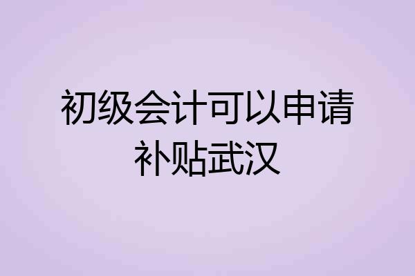 初级会计可以申请补贴武汉