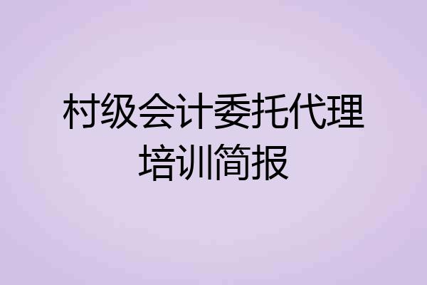 村级会计委托代理培训简报