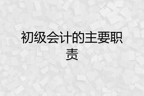 初级会计的主要职责