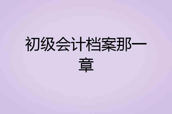 初级会计档案那一章