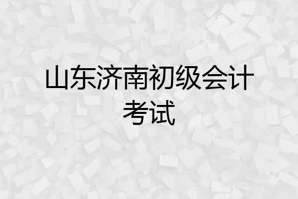 山东济南初级会计考试