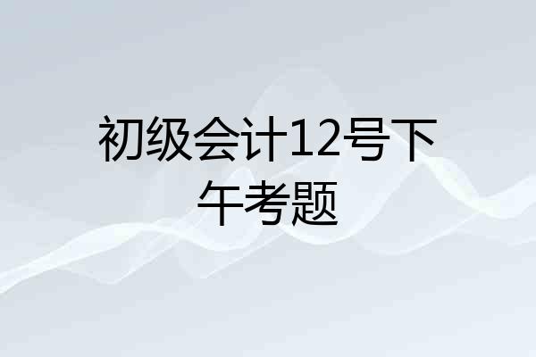 初级会计12号下午考题