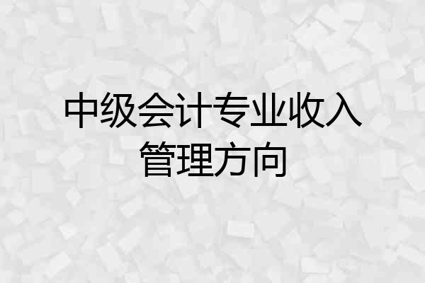 中级会计专业收入管理方向
