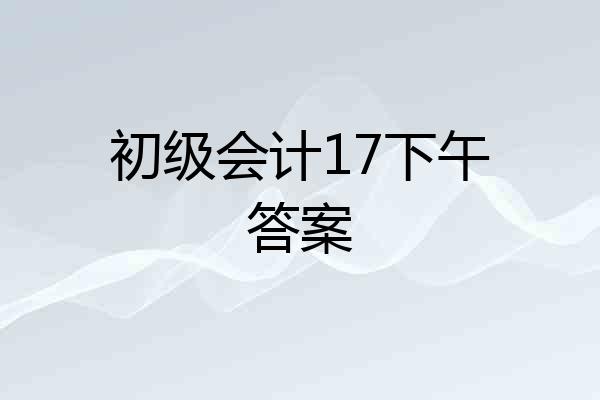 初级会计17下午答案