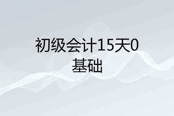 初级会计15天0基础
