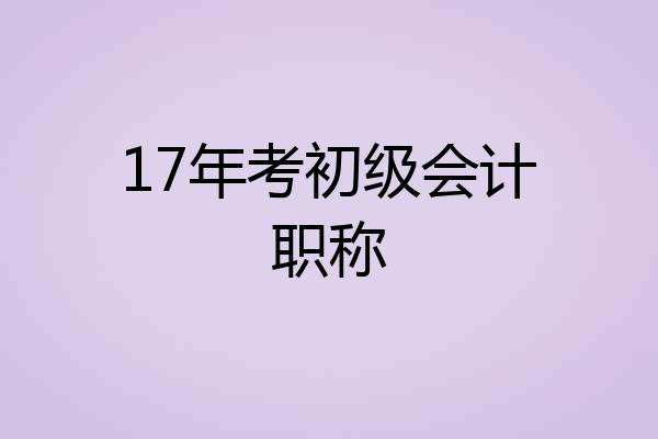 17年考初级会计职称