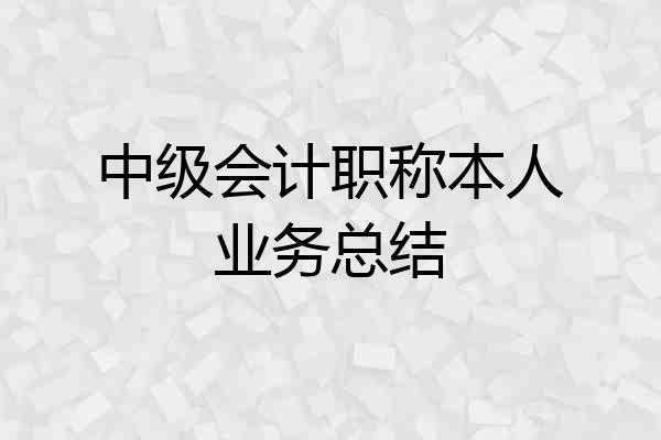 中级会计职称本人业务总结